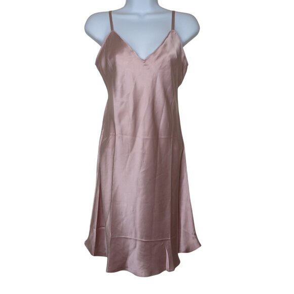 New SilkSilky Womens 100% Silk Pink Slip Dress Adjustable Straps Size Small - Picture 1 of 10